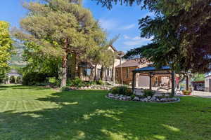 View of yard featuring a gazebo