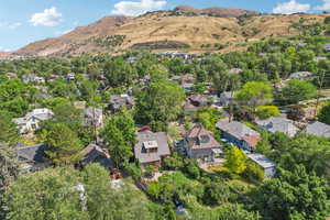 Aerial view with a mountain view