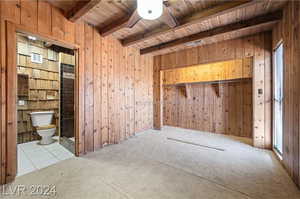 Storage room with ceiling fan