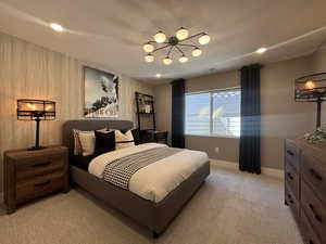 basement bedroom - image is of furnished model home - actual finishes may differ - furnishings not included