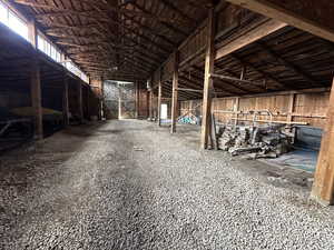 View of horse barn