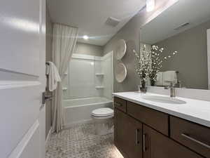 basement bathroom  - image is of furnished model home - actual finishes may differ - furnishings not included