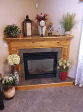 Beautiful fire place and mantel. Cozy and warm!