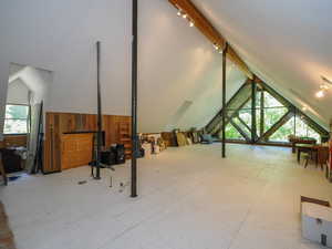 The Western end of the attic offers tremendous natural light and mountain views