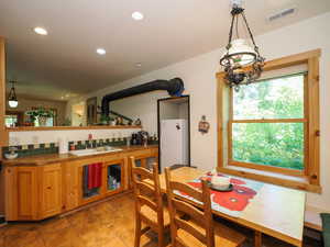 Basement kitchen with natural light