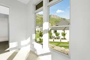 Bedroom with breath taking view of the East Mountain.