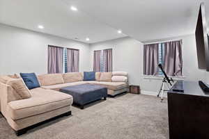 View of carpeted family room