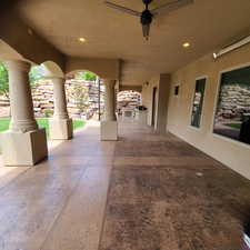 View of lower-level covered patio area