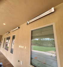 Exterior heaters on lower patio area for year-round entertaining.