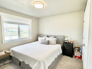 Bedroom with carpet flooring