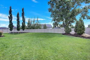 View of yard featuring a trampoline