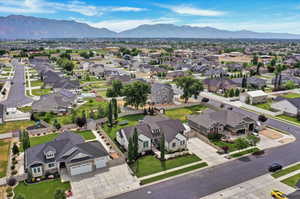 Drone / aerial view with a mountain view