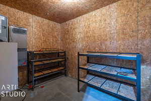 Interior of Workshop - Shelves for Batteries for Solar