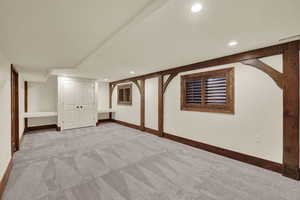 Basement featuring carpet, Bedroom or family room