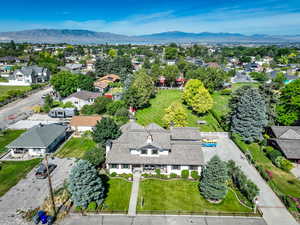 Aerial view featuring a mountain view