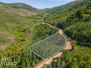 Aerial view with a mountain view