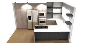 Kitchen featuring sink, light hardwood / wood-style flooring, and white appliances