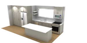 Kitchen featuring sink, light wood-type flooring, gray cabinetry, and stainless steel appliances