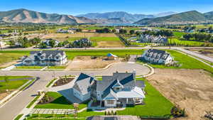 Aerial view featuring a mountain view