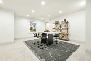 Lower Level Dining space featuring carpet flooring