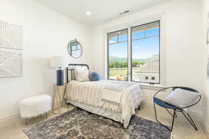 Bedroom with carpet floors