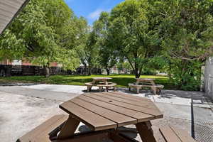 Outdoor facilities and picnic tables.