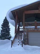 Exterior space featuring a garage