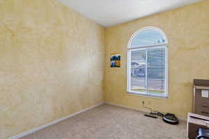 Spare room featuring carpet flooring