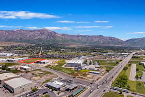 Aerial view featuring a mountain view