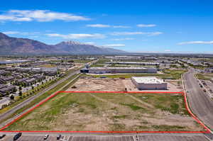 Aerial view featuring a mountain view