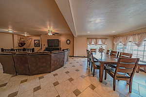 Dining area open to the living room.  room.