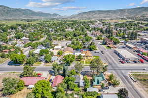 Drone / aerial view featuring a mountain view