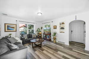 Living room featuring hardwood / wood-style floors