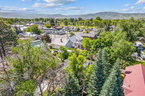 Aerial view featuring a mountain view