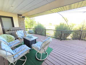 Wooden deck with grilling area