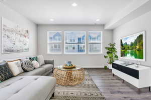 Living room featuring hardwood / wood-style flooring