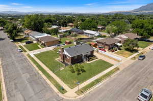 Aerial view featuring a mountain view