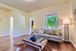 Living room featuring hardwood / wood-style flooring