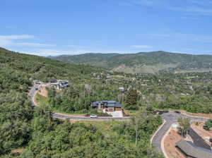 Drone / aerial view with a mountain view