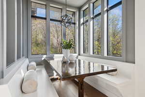 Dining area with healthy amount of natural light