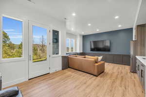 Living room featuring light hardwood / wood-style flooring