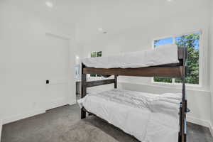 Carpeted bedroom with multiple windows