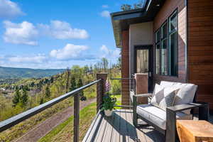Balcony with a mountain view