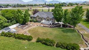 Drone / aerial yard view with a valley view