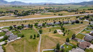 Bird's eye view with a mountain view