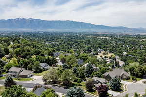 Bird's eye view with a mountain view