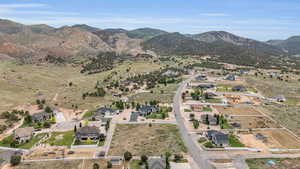 Drone / aerial view with a mountain view