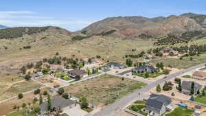 Aerial view featuring a mountain view