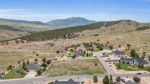 Aerial view featuring a mountain view