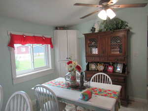 Dining area featuring ceiling fan